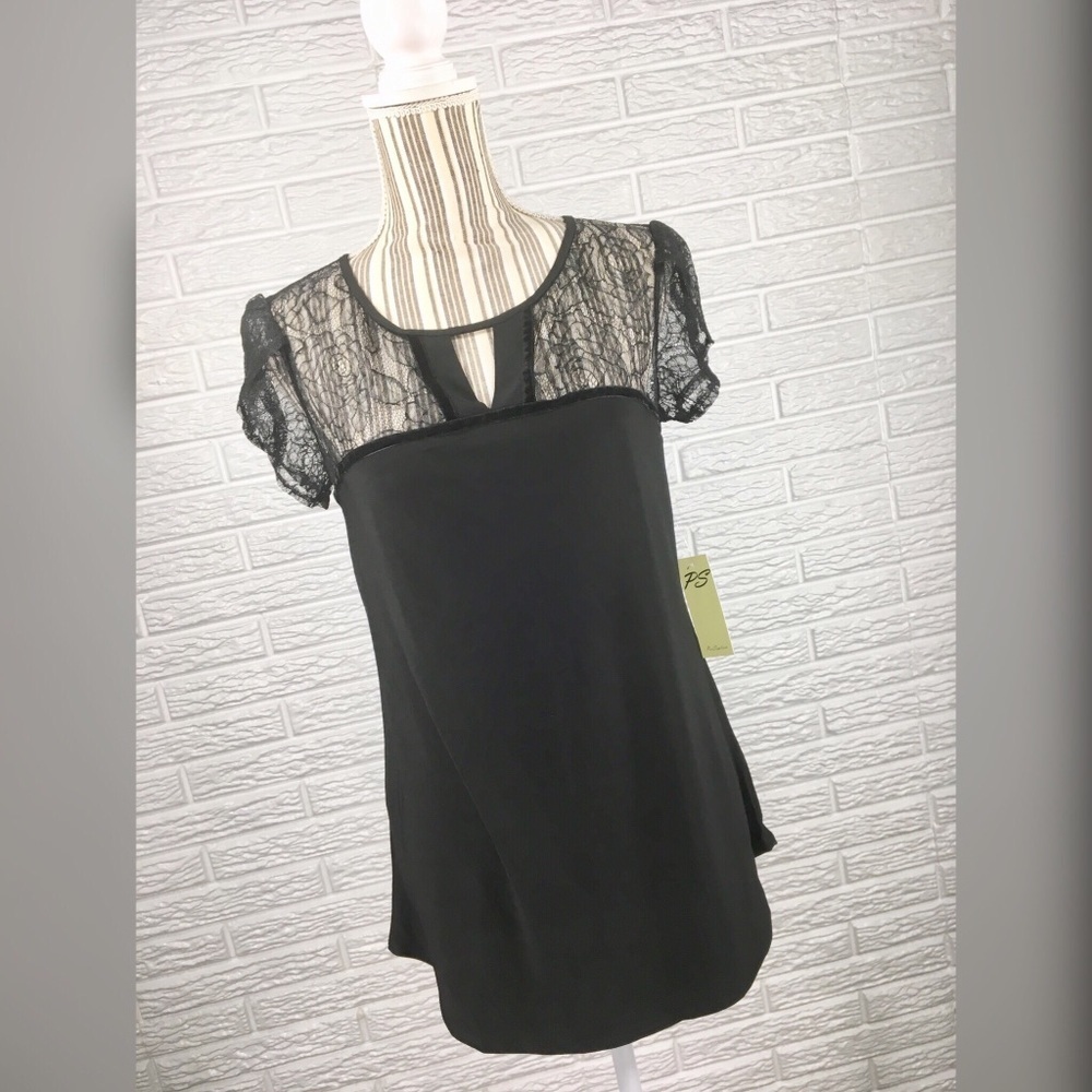 Perseption Concept Black Lace & Velvet Top